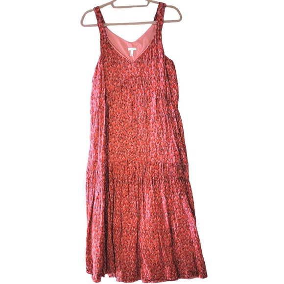 Joie TEA ROSE Coral Black Tiered Sleeveless Cotton Lined Maxi Dress Women Size S - Picture 2 of 9